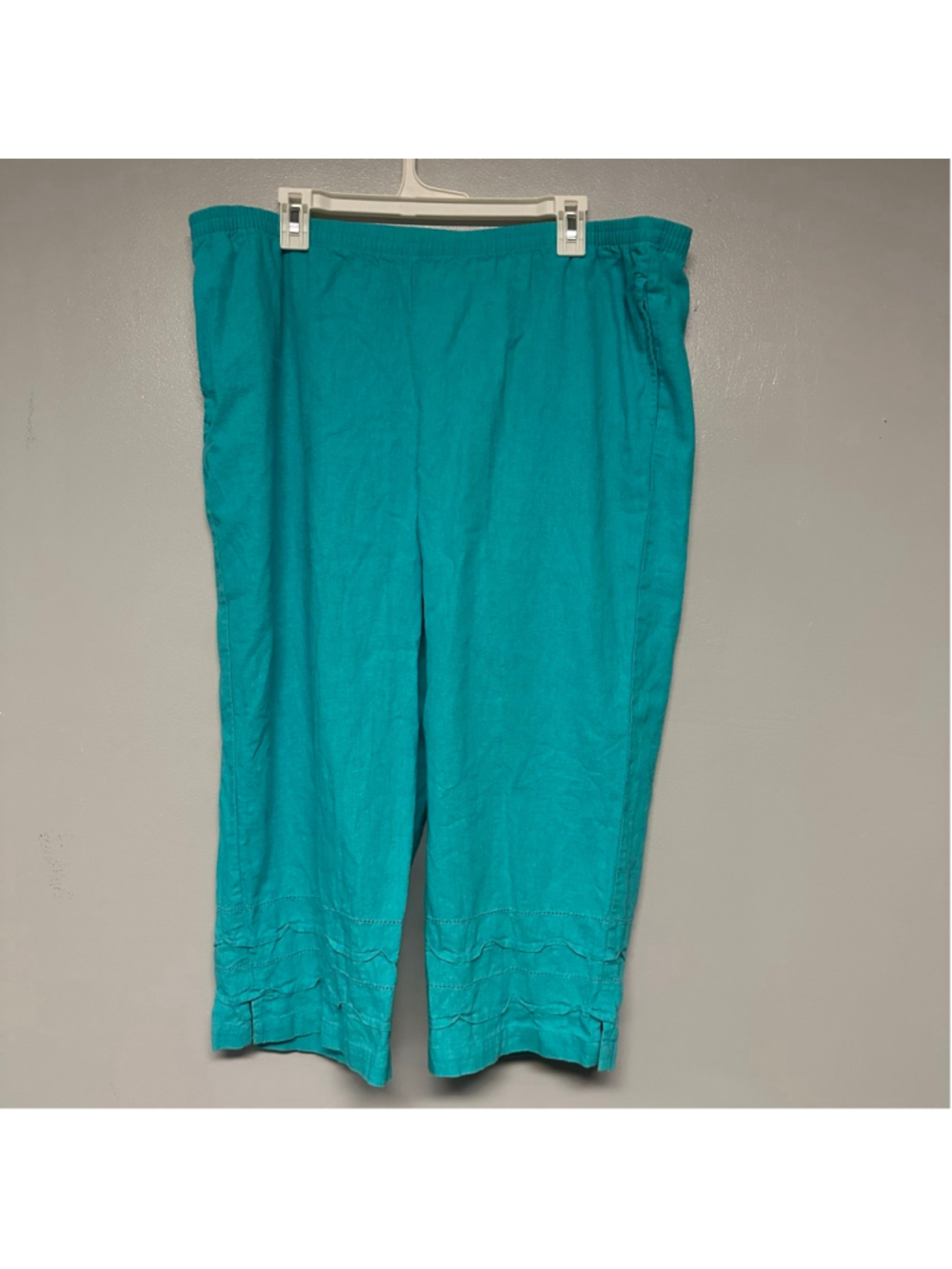 KIM ROGERS Teal Linen Blend Capris Wide Leg Relaxed fit Women’s Size Large